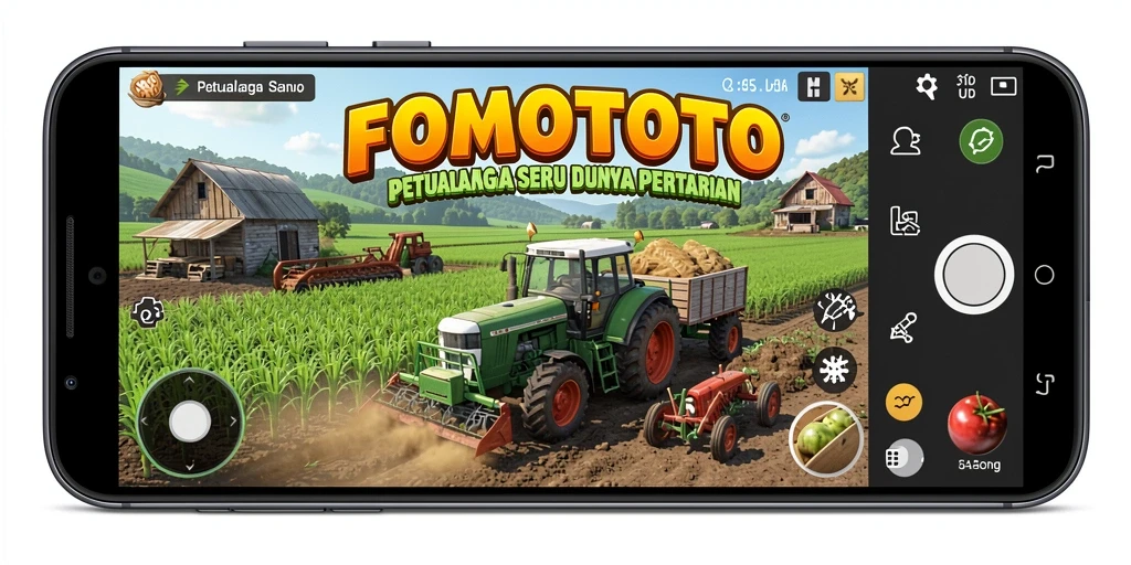 Tangkapan layar utama FOMOTOTO menunjukkan keseruan bercocok tanam.