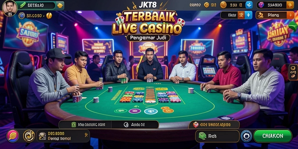 Tampilan gameplay Live Casino JKT8 dengan dealer profesional.