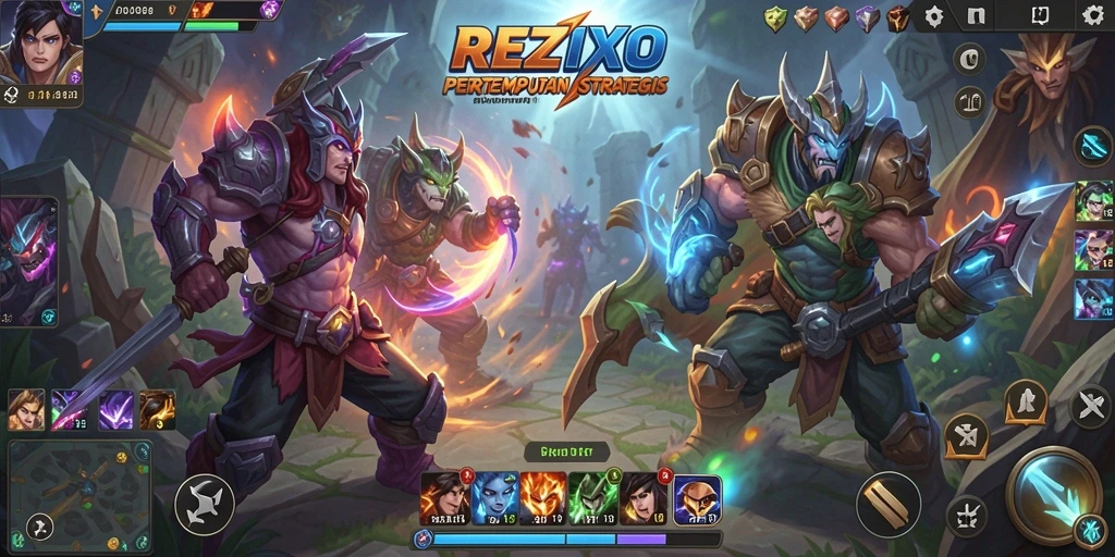 Tampilan menarik dari gameplay REZIXO saat pertempuran berlangsung.